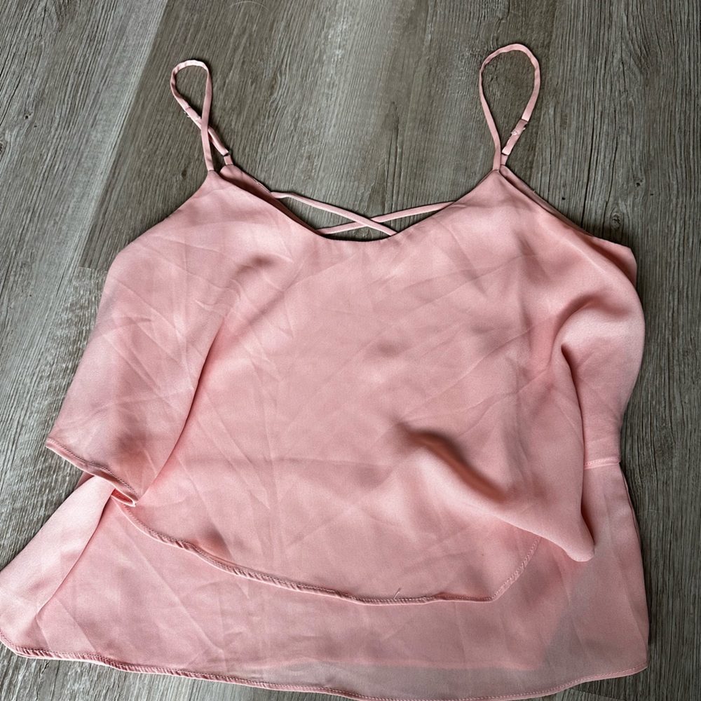 Pink Chiffon Tank. Size S
